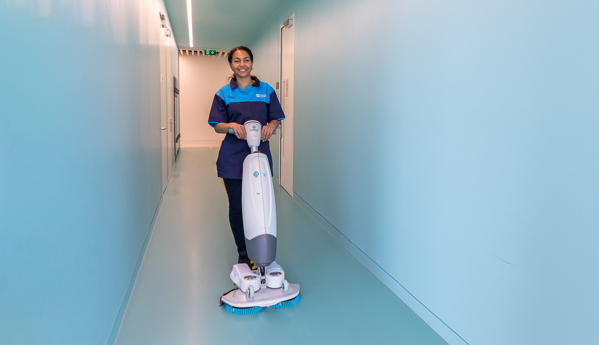 Bidvest Noonan cleaning operative using an i-Mop